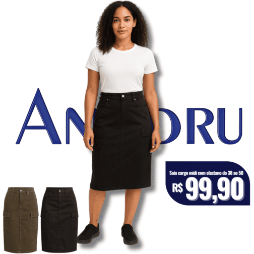 Saia cargo midi com elastano