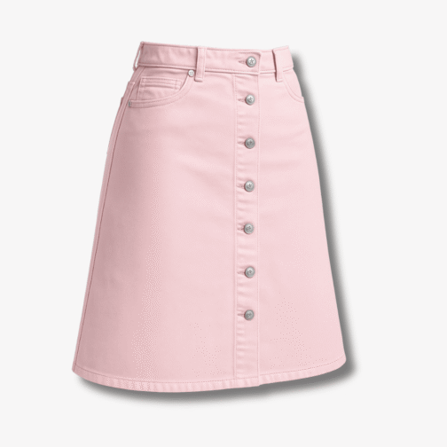 Saia Jeans Rosa 100% Algodão