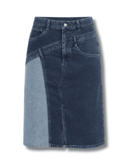 Saia Jeans reta 100% algodão recortes